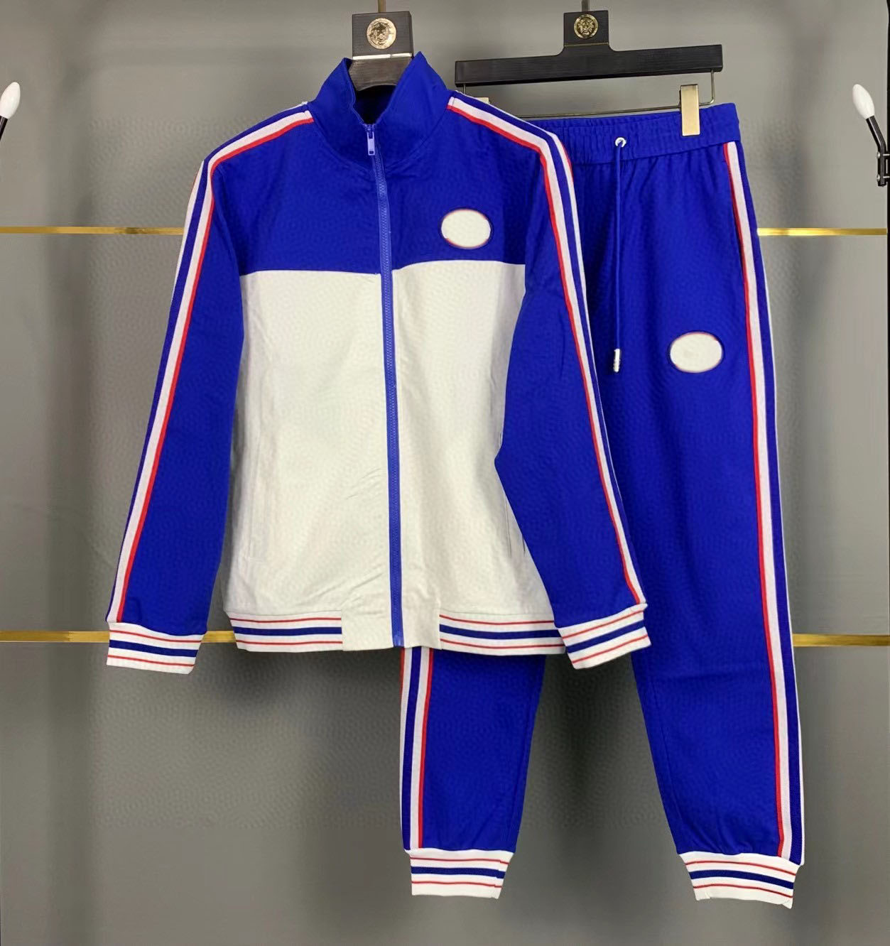 

2022 mens women designers tracksuits Red green blue ribbon stripe pleuche material Streetwear Windbreaker fashion tracksuit men M-4XL, Customize