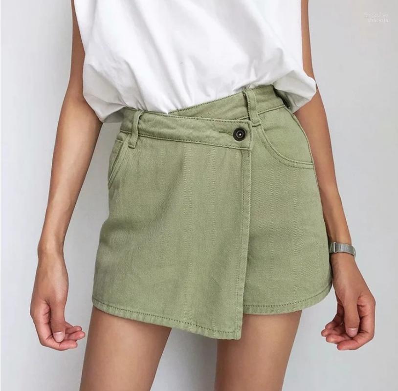 

Women's Shorts Summer Fashion Irregular Womens Jeans Zipper Pocket Women Skirt Pants A-line Short 2022, Black