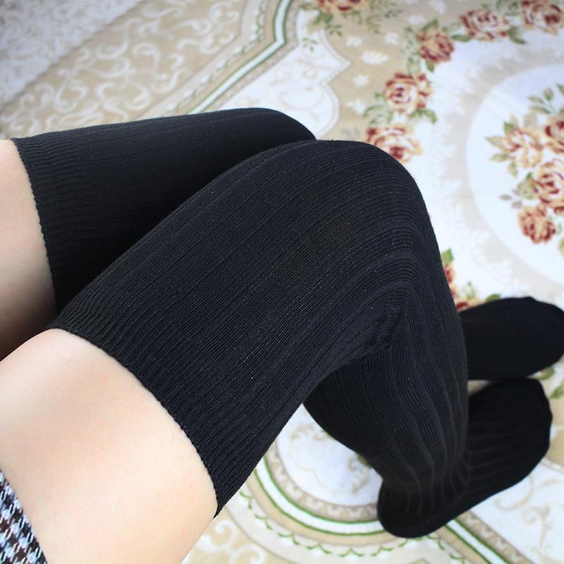 

Socks & Hosiery Cotton Threaded Vertical Striped Stockings Knee High Thigh Thin Leg 83Socks, Black