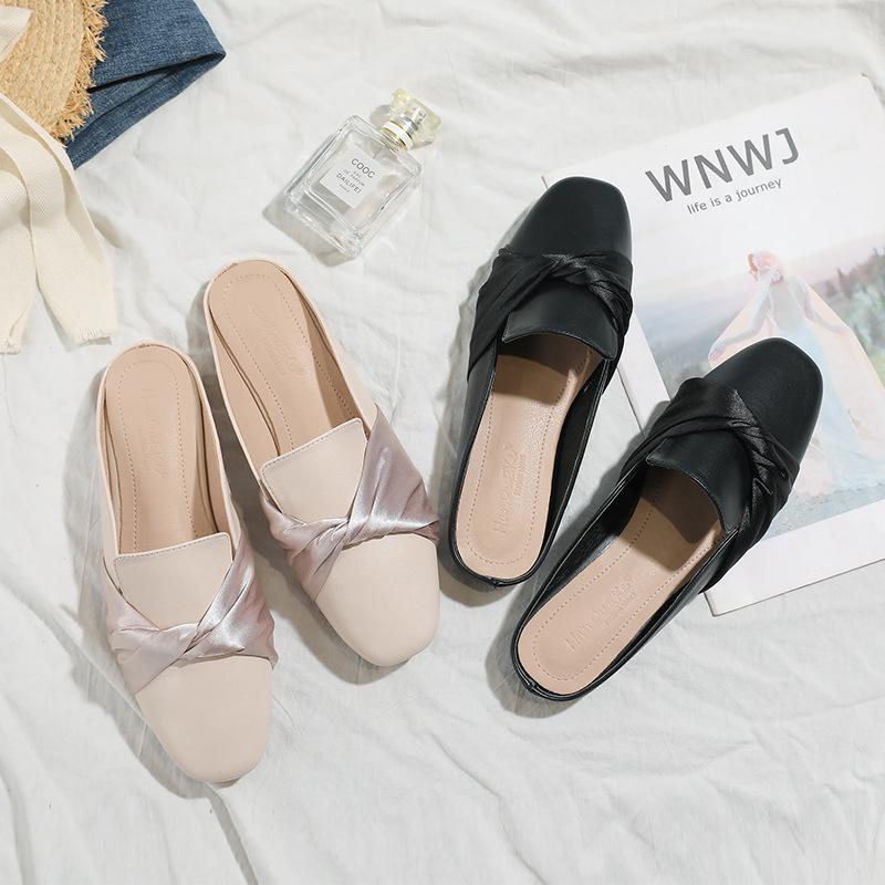 

Slippers Mules Women Slip On Square Toe Flat Shoes Elegant Soft Sole For Ladies Spring Slides Size 43 ShoesSlippers, Black