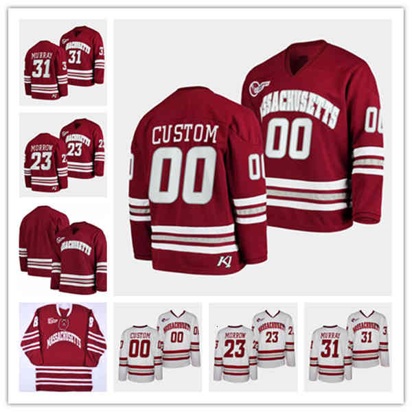 

Custom Massachusetts Minutemen UMass College Hockey Jersey Cale Makar Bobby Trivigno Scott Morrow Ryan Ufko Josh Lopina Garrett Wait Matthew, Man white