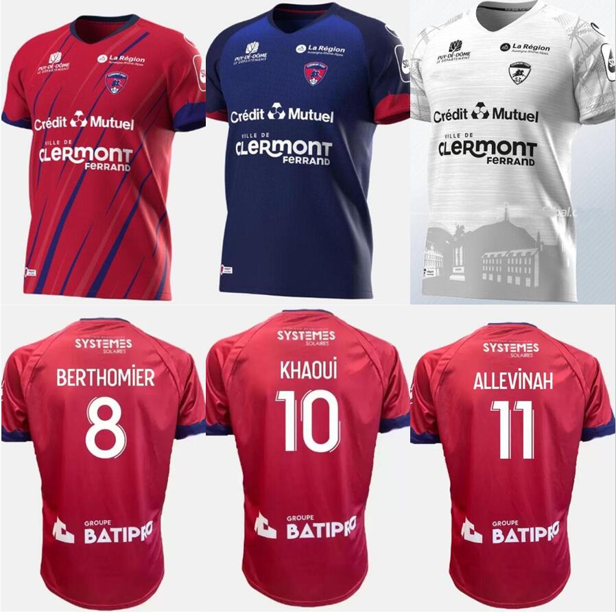 

22 23 MAILLOTS Clermont Foot 63 soccer jerseys 2022 2023 bayo Dossou Allevinah Berthomier Magnin Iglesias TELL football shirts