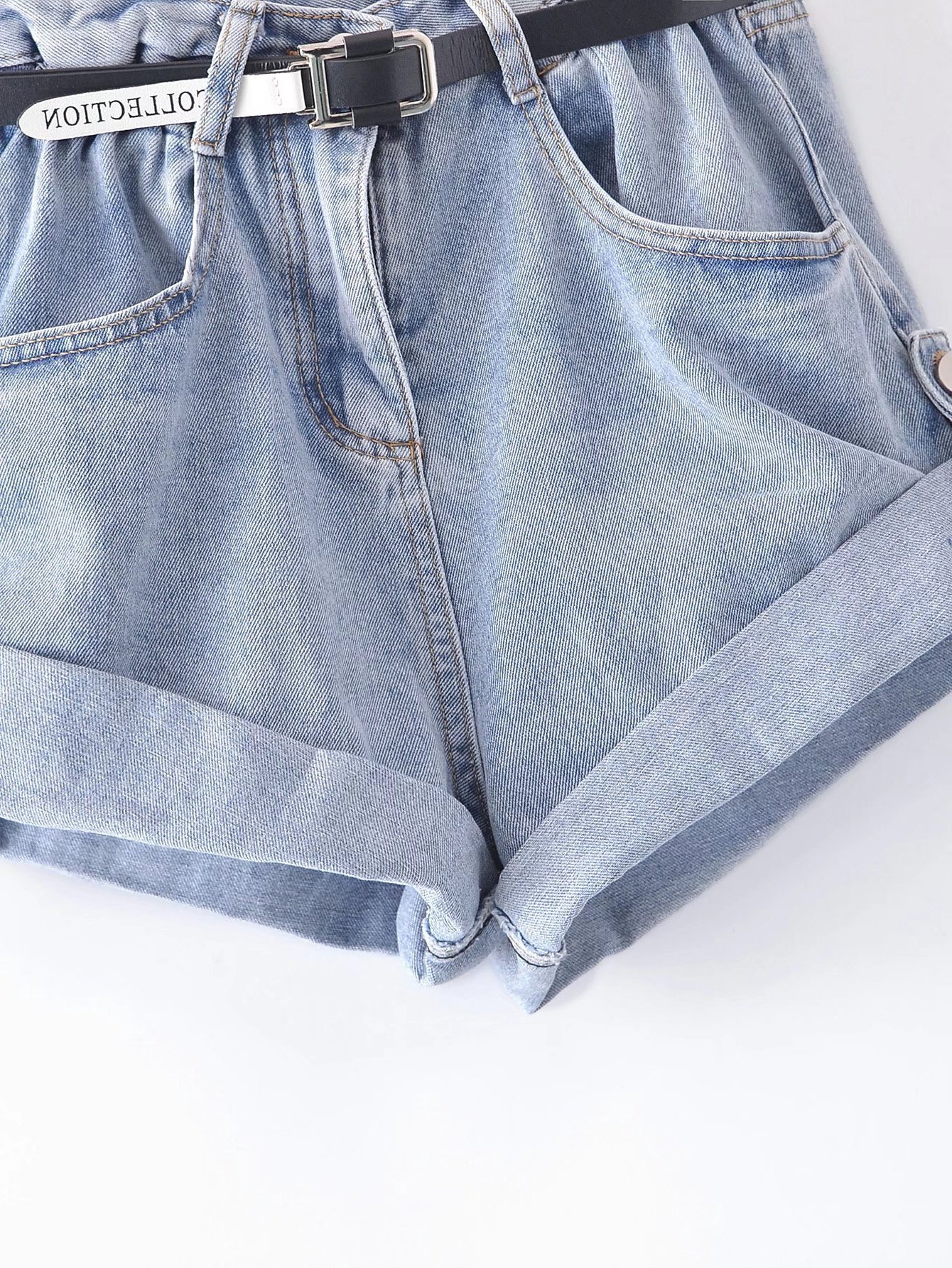 

2022 summer new fashion leisure style belt three color thin denim shorts women 79216, Khaki