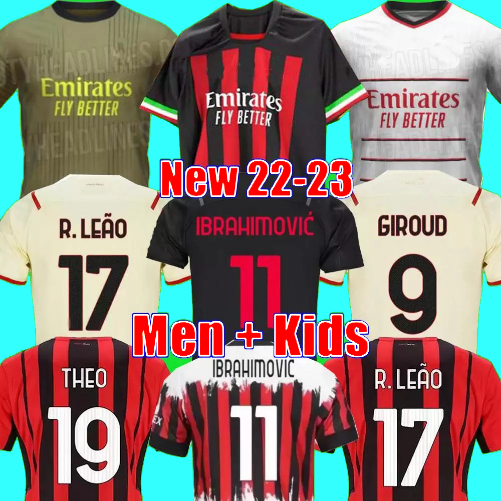 

21 22 23 soccer jersey GIROUD TOMORI IBRAHIMOVIC KESSIE football shirt 2022 2023 TONALI BENNACER REBIC Camiseta de futbol ROMAGNOLI LEAO Ac Milans men and kids sets, Home