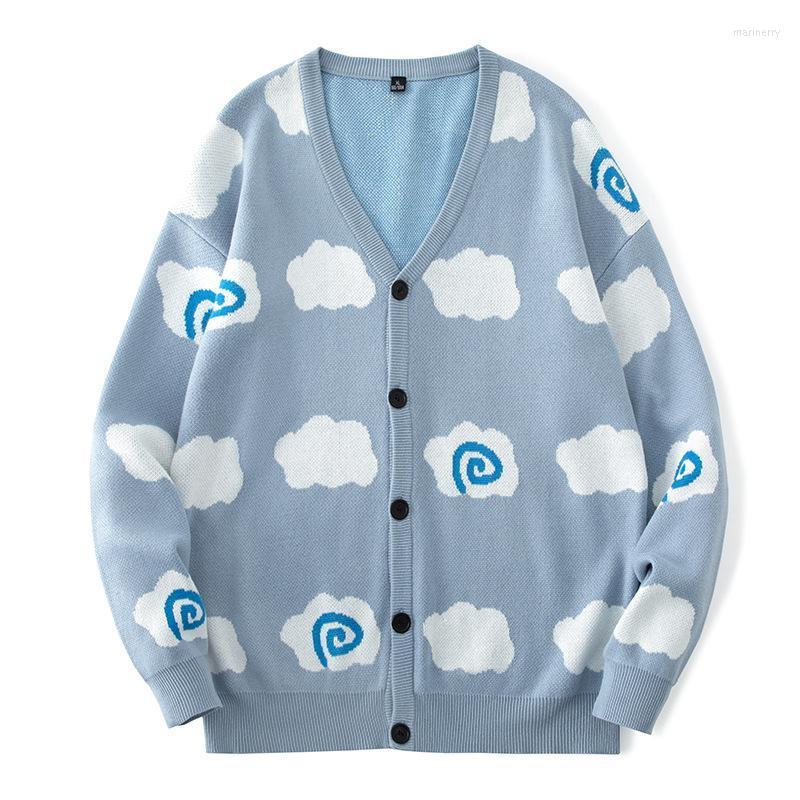 

Men's Sweaters 2022 Autumn Winter Cardigan Sweater Male Fashion Loose V-neck Couple Casual Coats Men Women Single Breasted Mari22, Dark blue