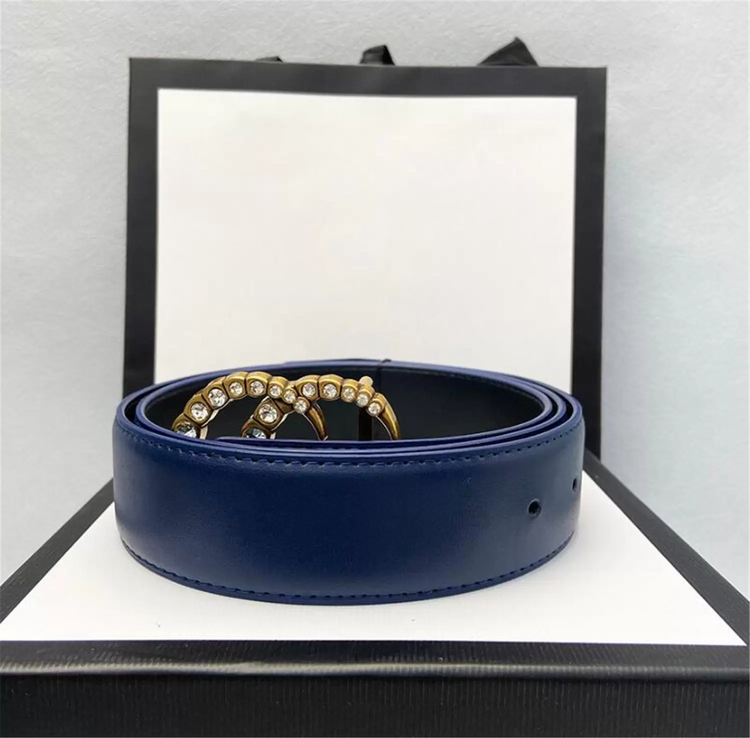 

2022 Trends pearl Belts Luxury Design Women Letter Fashion Alloy Leather Smooth double Golden rhinestones buckle jeans ladies Belt Waistband Ceintures G Gürte, Add origial box