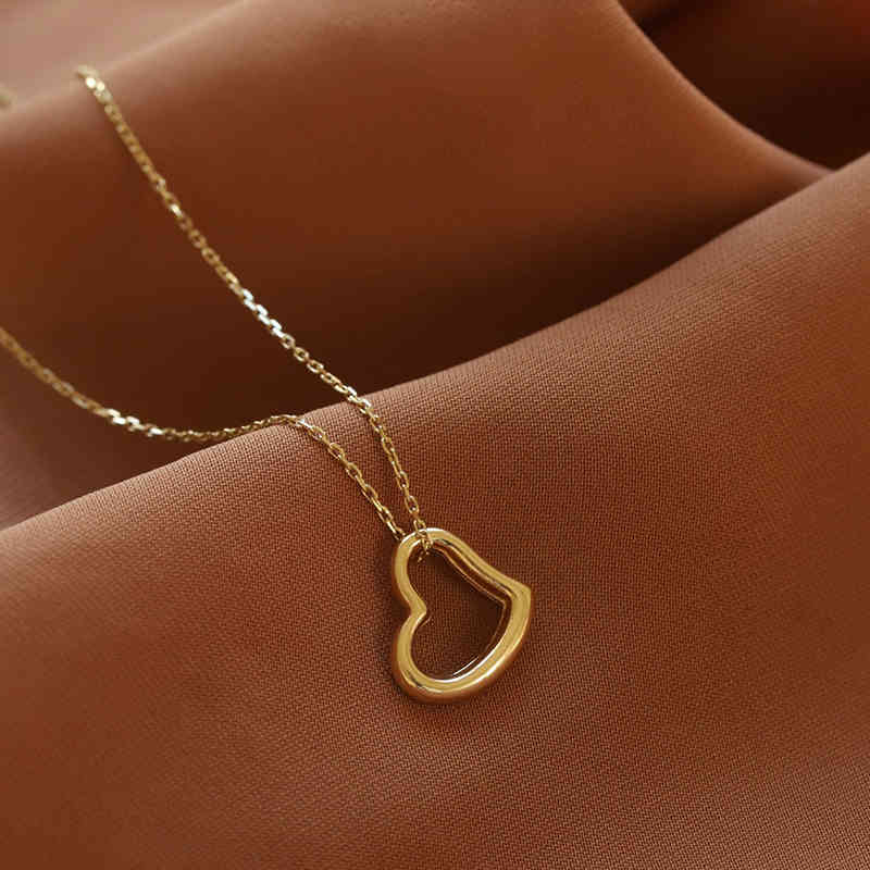

Pendant Dainty Fashion Gold Plated Stainls Steel Heart Pendant Layering Chain Everyday Jewelry Open Heart Necklace Luxury