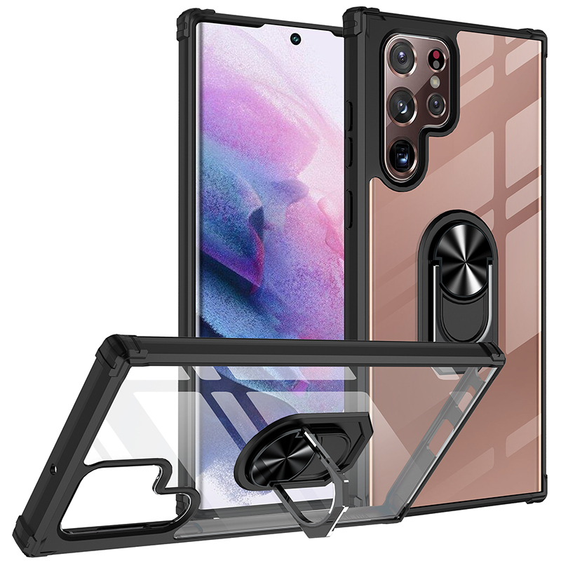 

Crystal Clear Phone Cases For Samsung S23 S22 S21 S20 Ultra Plus FE Armor Shockproof Kickstand Magnetic Car Mount S10 S9 S8 Note 10 20 Phone Case Back Cover, Red