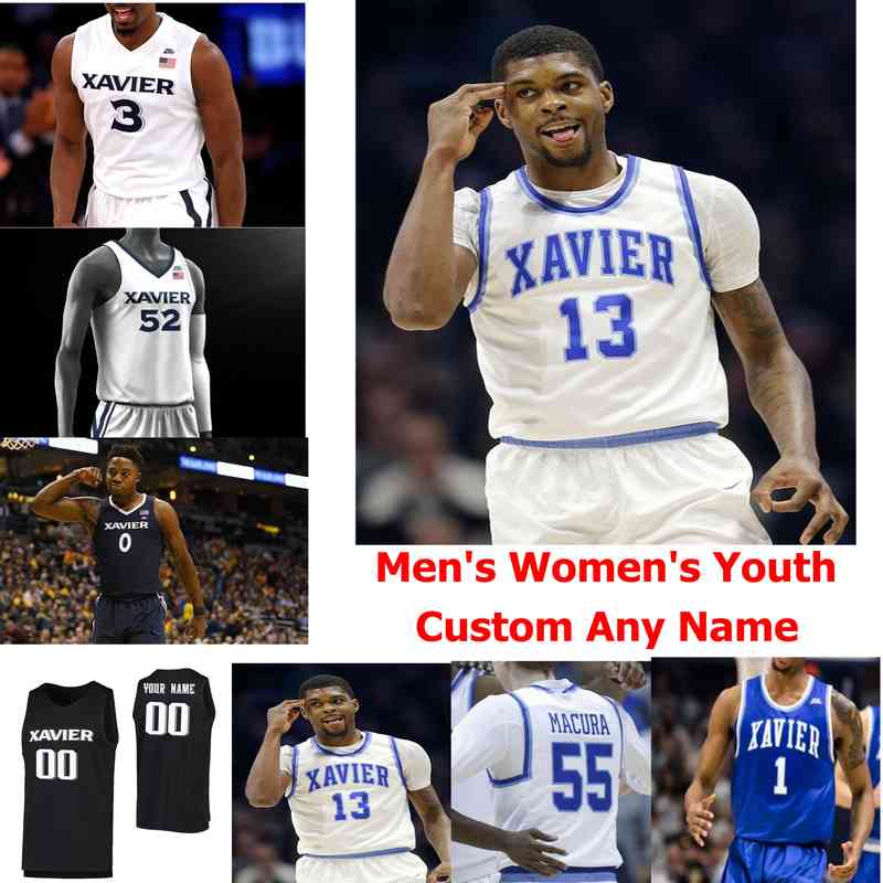 

Xavier Musketeers rare College Basketball Jerseys Mens Daniel Ramsey Jersey Paul Scruggs Quentin Goodin Tyrique Jones Naji Marshall Custom, Mens white with royal blue