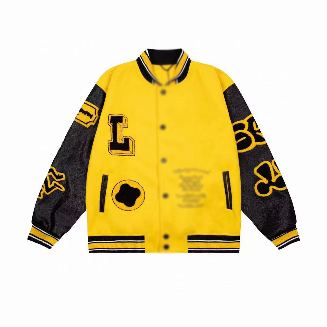 

Flocking Leather sleeves Baseball Coat Uniform Fashion Jacket Quality Single Breasted Warm Jackets Couples Women Men Varsity Coats Men' Designer Clothing, Customize