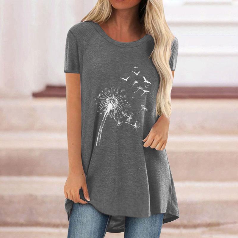 

Women's T-Shirt Women Running Shirt Summer Womens Short Sleeve Crew Neck Floral Petal Printed T Top Casual Loose Comfy TopsWomen's, Black