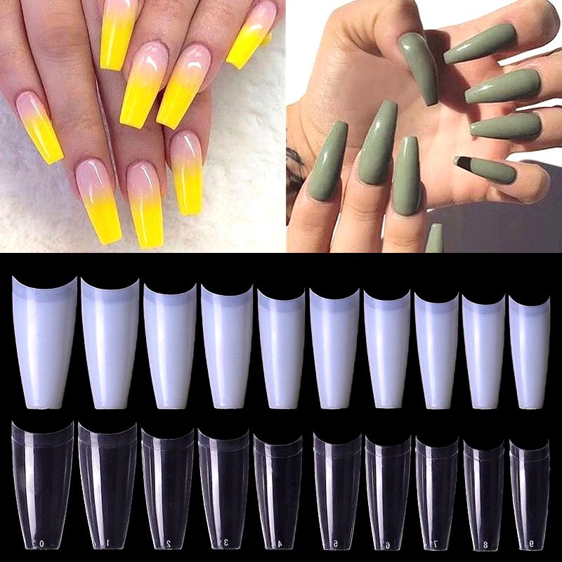 

False Nails 500Pcs/Pack Acrylic Fake Nail Clear Natural French Half Cover Art Tips Artificial Press On Manicure NailFalse, Transparent