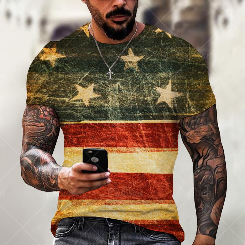 

Men's T-Shirts Summer 3D Printing National Flag Fashion Handsome Men Shirt Casual Breathable Short-sleeved Oversized T-shirt O-neck Top, Ofsq-00152