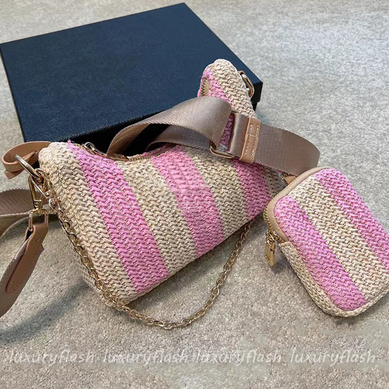 

Fashion Womens Designer Crossbody Shoulder Bags Weave High Quality Straw Stripe 2022 Summer New Beach Totes Luxurys Mini Handbags Cross Body Wholesale, Box(not sold separately)