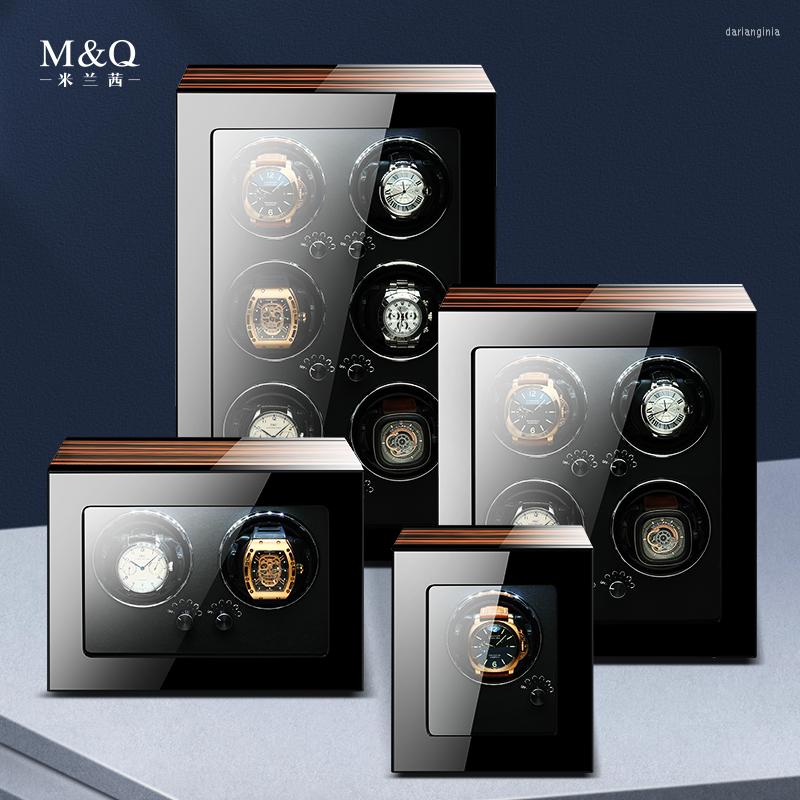 Boîtes de montres Coffrets de luxe Boîte en bois Enrouleur automatique Coffre-fort avec moteur Mabuchi Déverrouillage d'empreintes digitales Mont