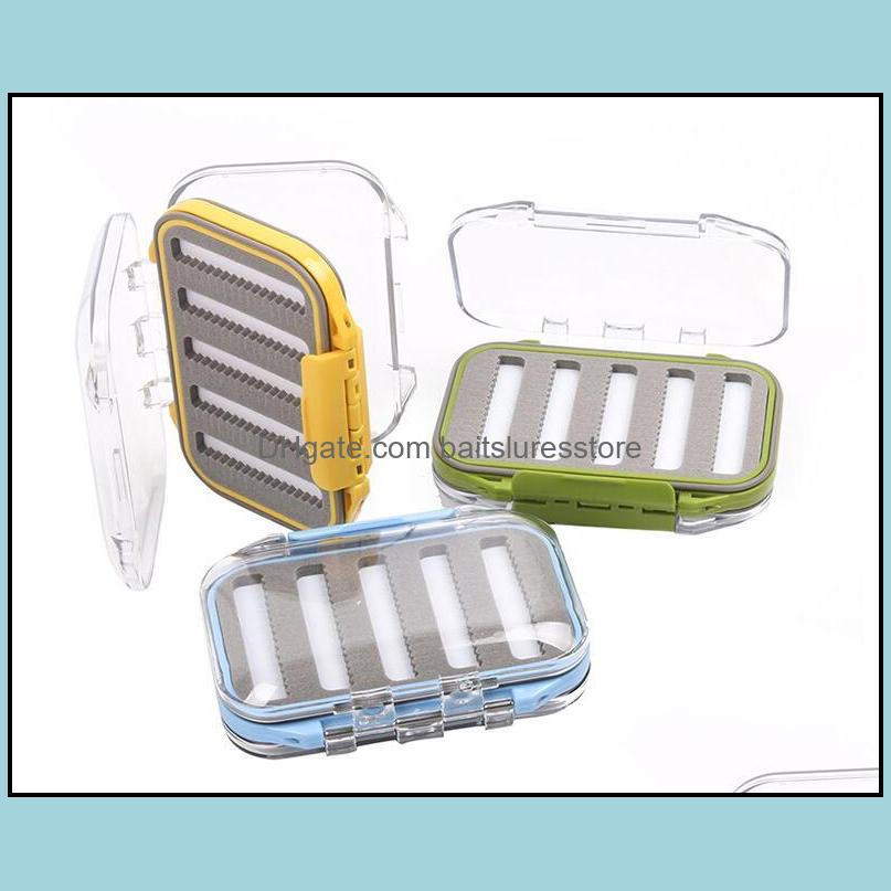 

4.3 X 2.75 X1.2 Plastic Waterproof Fly Fishing Double Side Clear Slit Foam Box Tackle Case Wholesale Drop Delivery 2021 Accessories Sports