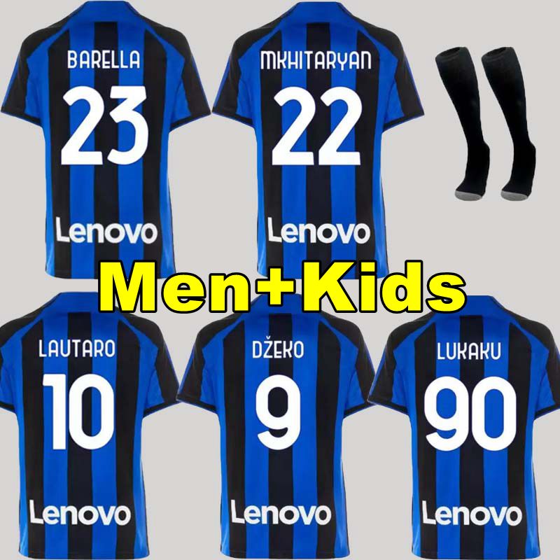 

LUKAKU 90 soccer jersey 22 23 home BARELLA VIDAL LAUTARO INTERS ERIKSEN ALEXIS DZEKO CORREA AWAY Gosens MILANS UNIFORMS football shirt 2021 2022 2023 men kids kit TOPs, 22 23 home kids