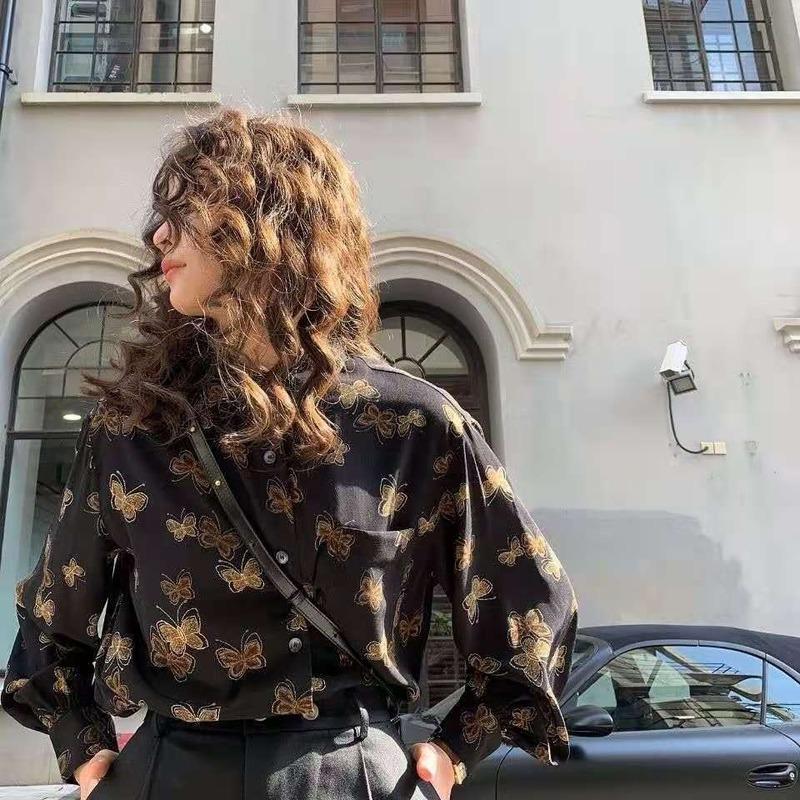 

Women' Blouses & Shirts Blouse Vintage Harajuku Streetwear Oversized Elegant And Youth Woman Shirt Long Sleeve Top Korean Style Retro Cloth, Photo