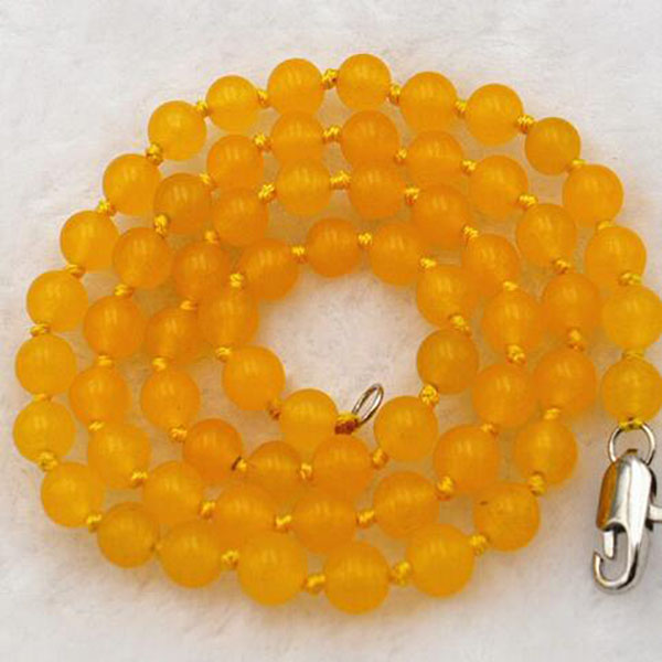 

NATURAL 6MM yellow TOPAZ ROUND GEMSTONE BEADS NECKLACE 18'' AAA