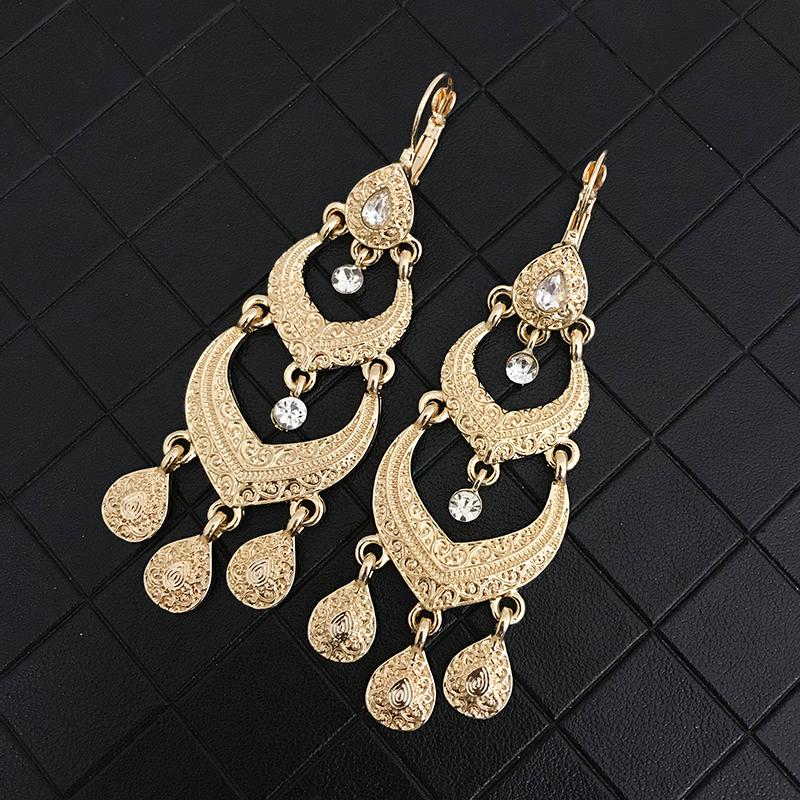 

Dangle & Chandelier Vintage Metal Earrings Elegant Woman Wedding Dress Bridal Crystal Drop Style Design Shaped JewelryDangle