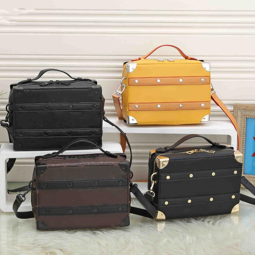 

SOFT TRUNK Men Women Box Messenger Bag Purse Luxury Designer Genuine Leather Chain Handbag Shoulder Bags, Multi-color