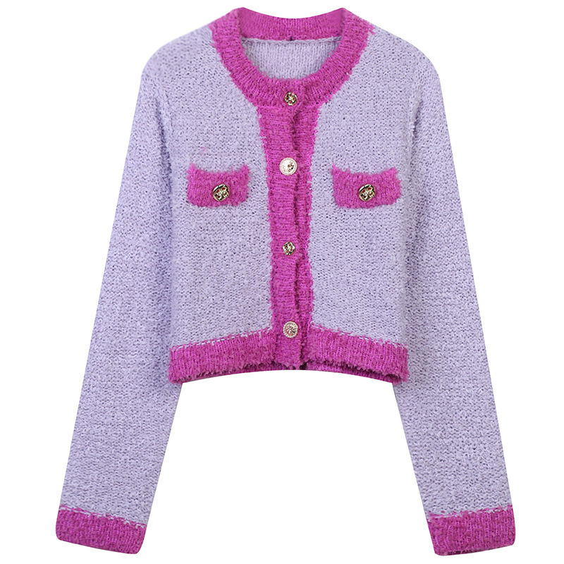 

6 2022 Brand SAme Style Sweater Long SleeveWomen' Sweaters Crew Neck Pullover Fashion Cloth mingmei, Purple