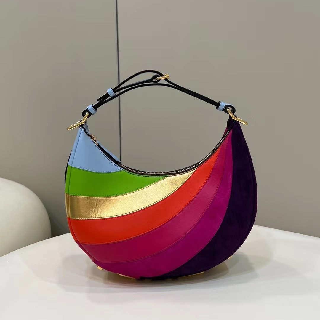 

Brand designer bag praphy underarm bag crescent bag ladies luxury messenger bags rainbow multi-color stitching handbag size 28cm
