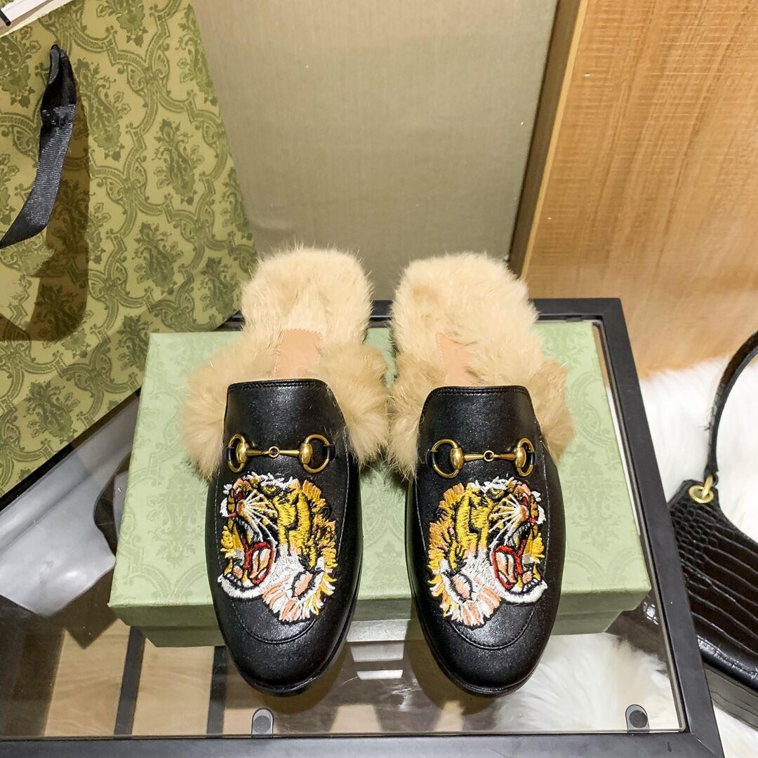 With Box Sandal 2022 GGity SandalFashion Designer Women Fur Slippers Loafers Ua