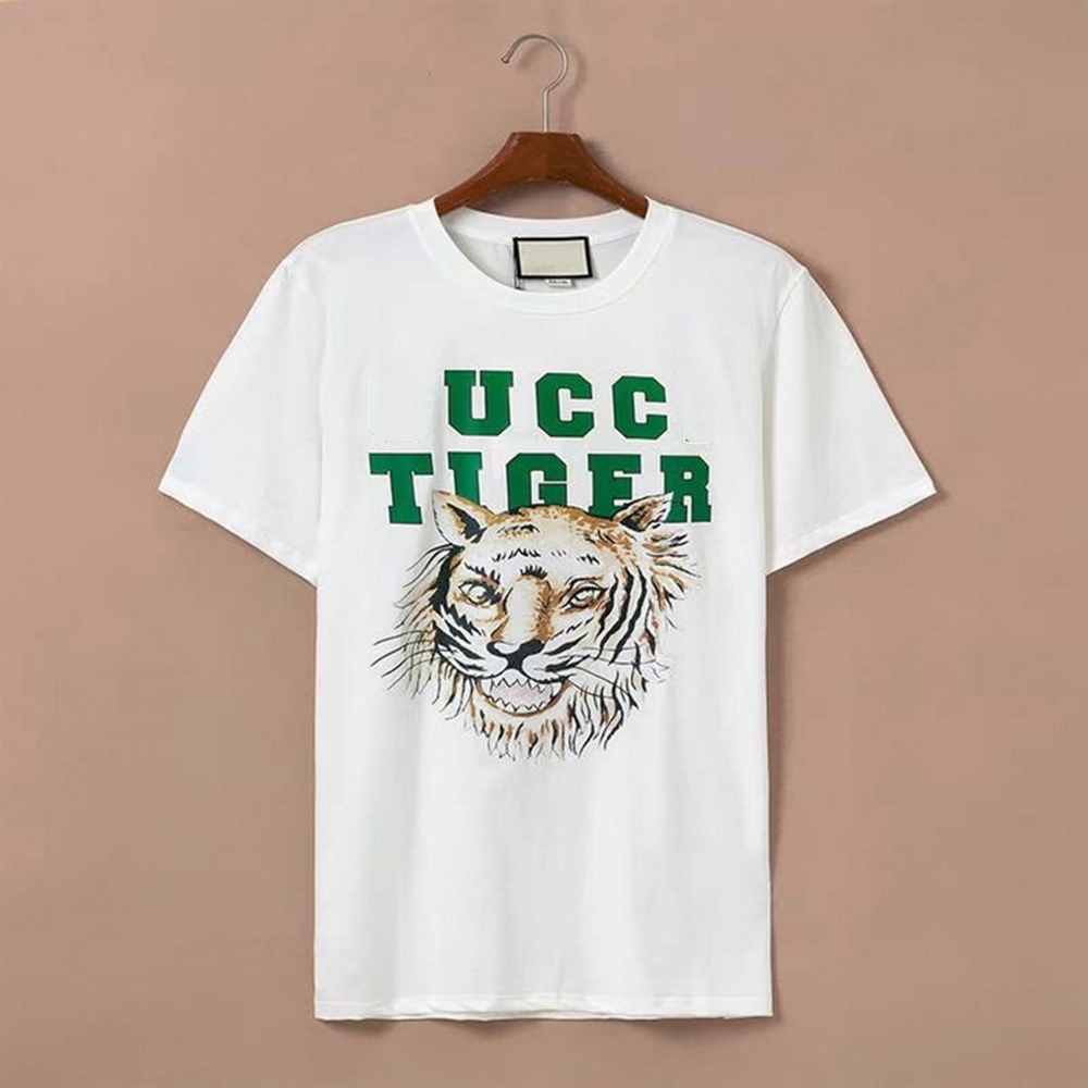 

2022 The Latest Designer Men's T Shirts Letter Laminated Print Animal Tiger Pattern Short Sleeve High Street Loose Casual T-shirt 100% Pure Cotton Tops for Men and Women, White
