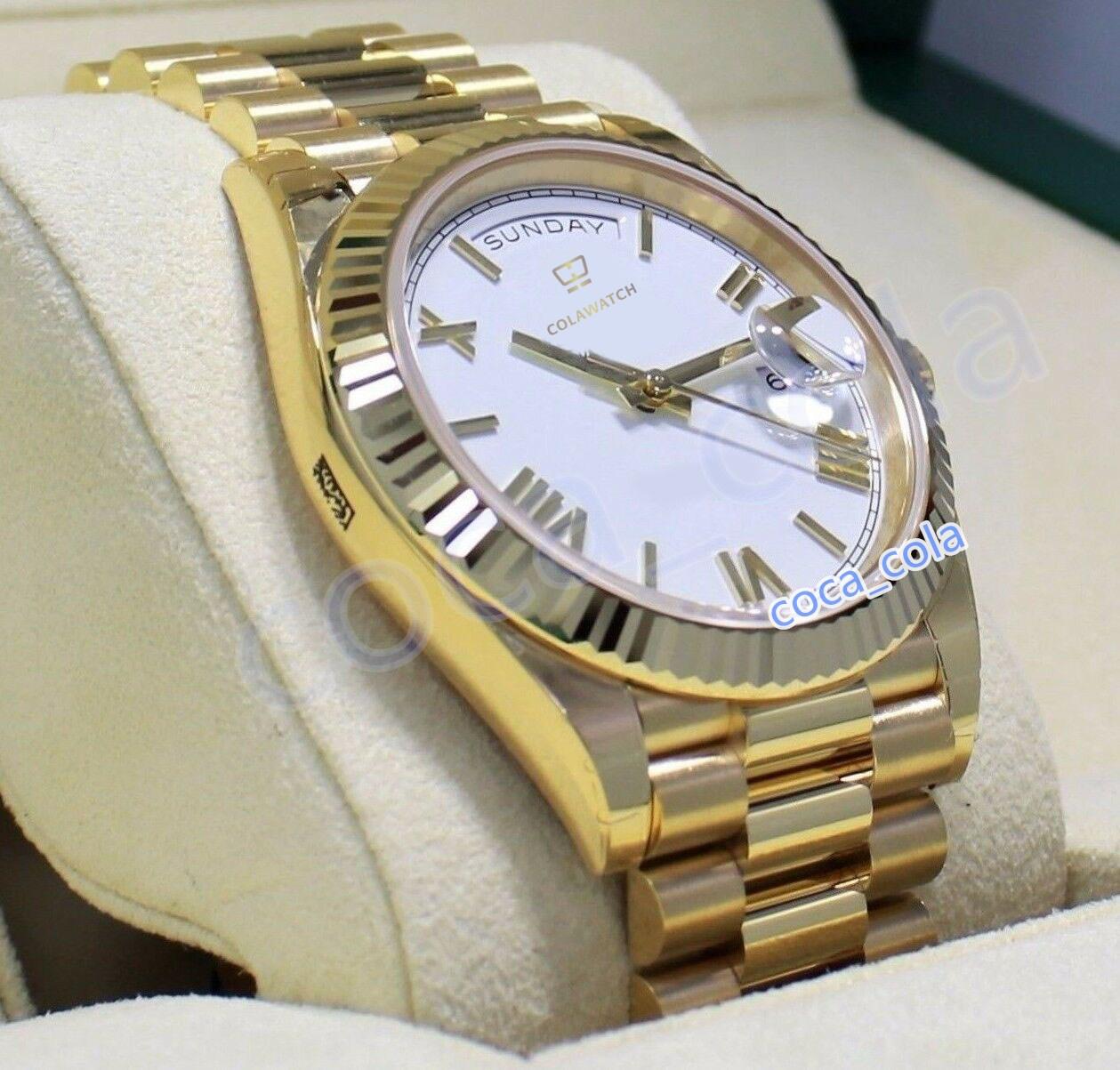 

Luxury 8 style waterproof WATCH Automatic movement High Quality 40mm Day-Date 18K White Gold Green Roman Dial Box Papers Men's BF Wristwatches