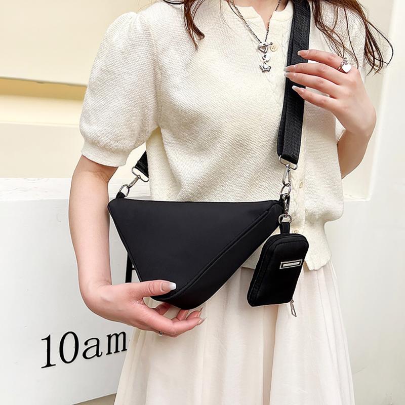 

Evening Bags Fashion Casual Shoulder Triangle Shaped Nylon Crossbody Shopping Purses Female Zipper Handbags With Mini Clutch Coin PurseEveni, Army green