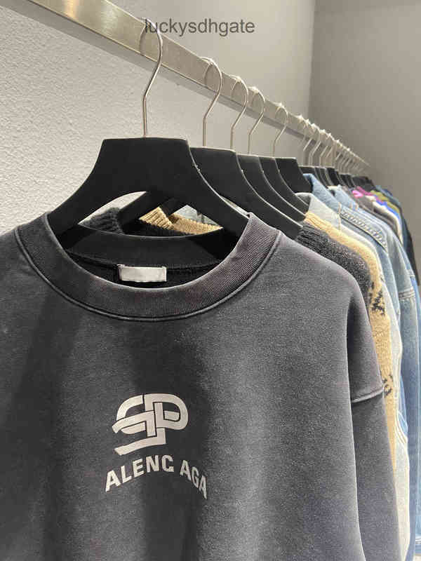 

Designer Brand Hoodies Ba lencia ga High version b lock washing Hoodie has strong three-dimensional sense of regular weaving dyeing heavy, Black