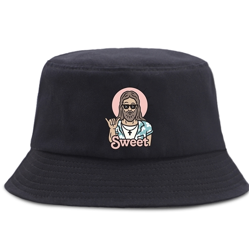 Sweet Funny Cartoon Print Fisherman's Hats Unisex Fashion Bucket Cap Sunscreen Summer Beach Caps Foldable Outdoor Fishing Hat 220812