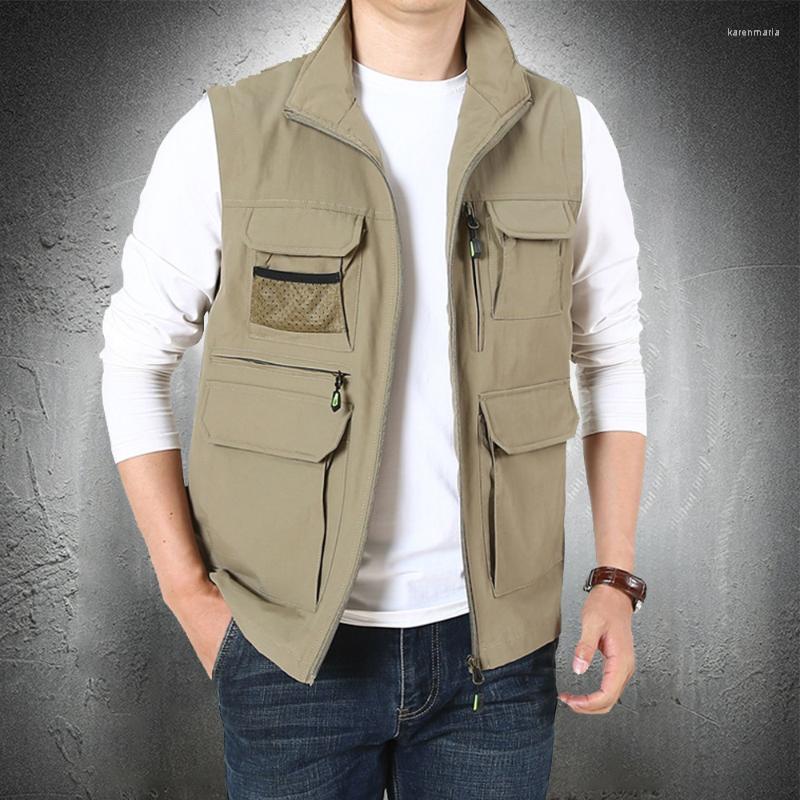 

Men's Vests Men Summer Vest Jacket Multi Pockets Waistcoat Outwear Fishing Wear Outdoor Coat Male Clothing VestsCollar Plus Size Kare22, Blue