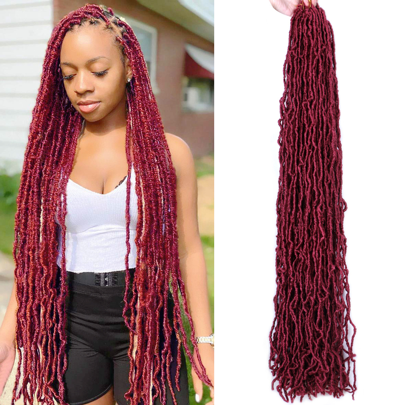 

Mtmei Hair Faux Locs Crochet Long Curly Dreadlocks Extensions Natural Soft Braids Red Burgundy Ombre 220402