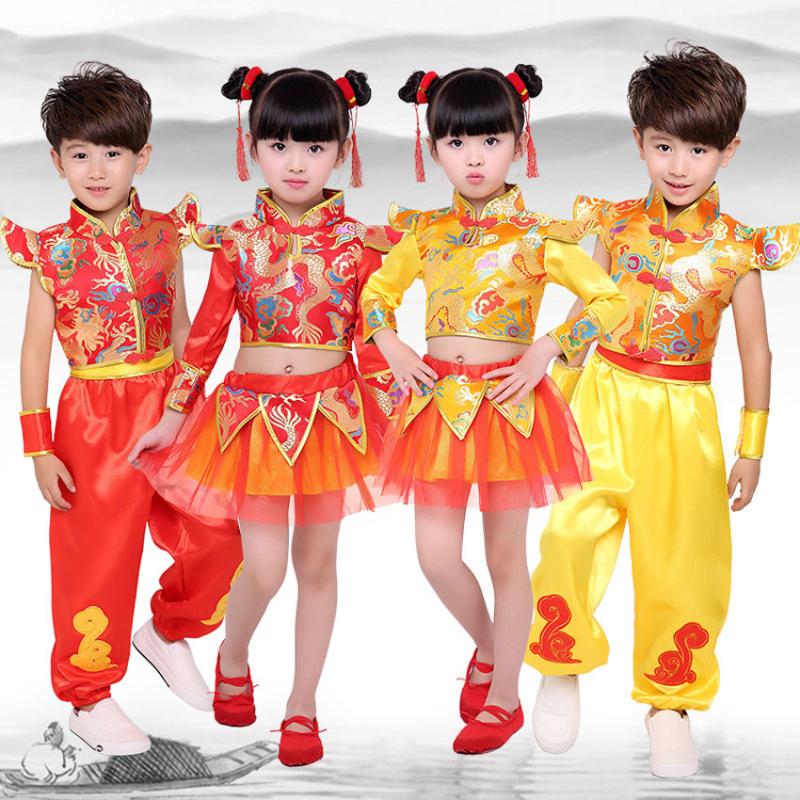 

Stage Wear Chinese Traditional Year Costumes Dragon And Lion Dance Children Kids Clothing Set Red Kungfu Wushu Uniform Tang Suit HanfuStage, Color1