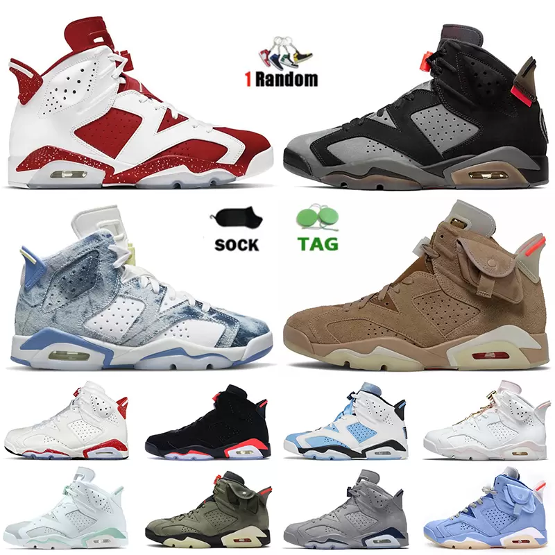 

2022 NEW VI 6 6s Men Basketball Shoes Midnight Navy Mint University Blue Electric Green Bordeaux Hare UNC Infrared White Red Oreo Washed Denim Sports Blue Sneaker, 26