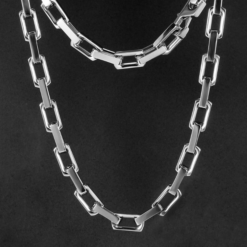 

Chains Punk Rock Bamboo Necklaces Stainless Steel Hip Hop Bracelets Silver Color Chain Fashion Jewelry Gifts For Women MenChains