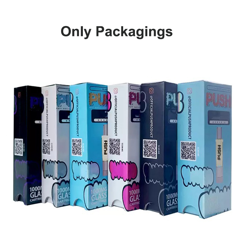 

PUSH Full Glass Vape Cartridges Packagings Bags 10 Strain Gift Boxes Blue White Black 1.0ml All Glasses Carts Packages
