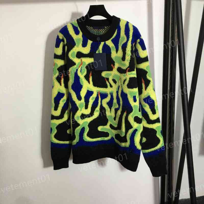 

Luxury Womens Sweaters Yellow And Blue Colorblock Mohair Crew Neck Long Sleeve Pullover Knit Sweater Tops Fashion Designer Women Sweater