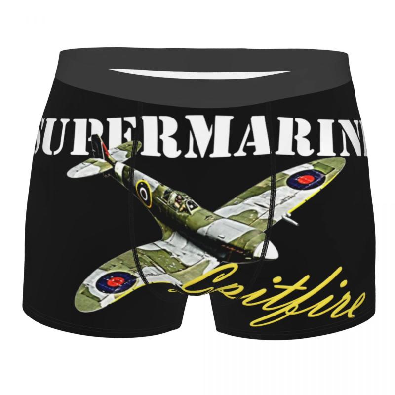 

Underpants Men Boxer Briefs Shorts Panties Supermarine Spitfire Planes Breathable Underwear Retro Pilot Male Funny Plus Size UnderpantsUnder, Blue