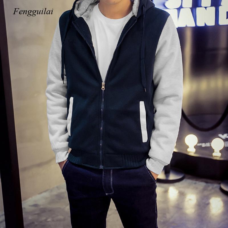 

Men's Jackets Winter Casual Hooded Collar Hoodie Sweatshirt Warmth Thickening Fleece Zipper Jacket Sportswear, Black;brown