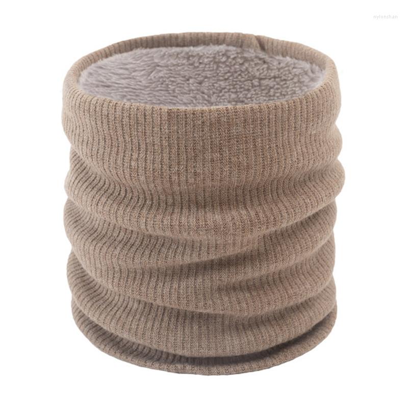 

Scarves Plush Knitted Winter Scarf Ring Men Women Warm Thicken Khaki Mufflers Unisex Adult Outdoor Neck Collar Men'sScarves
