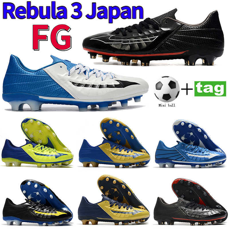 

High quality Soccer cleats Rebula 3 Japan FG men football shoes black red deep blue bright yellow royal white mens sneakers fashion sports, 1.black red