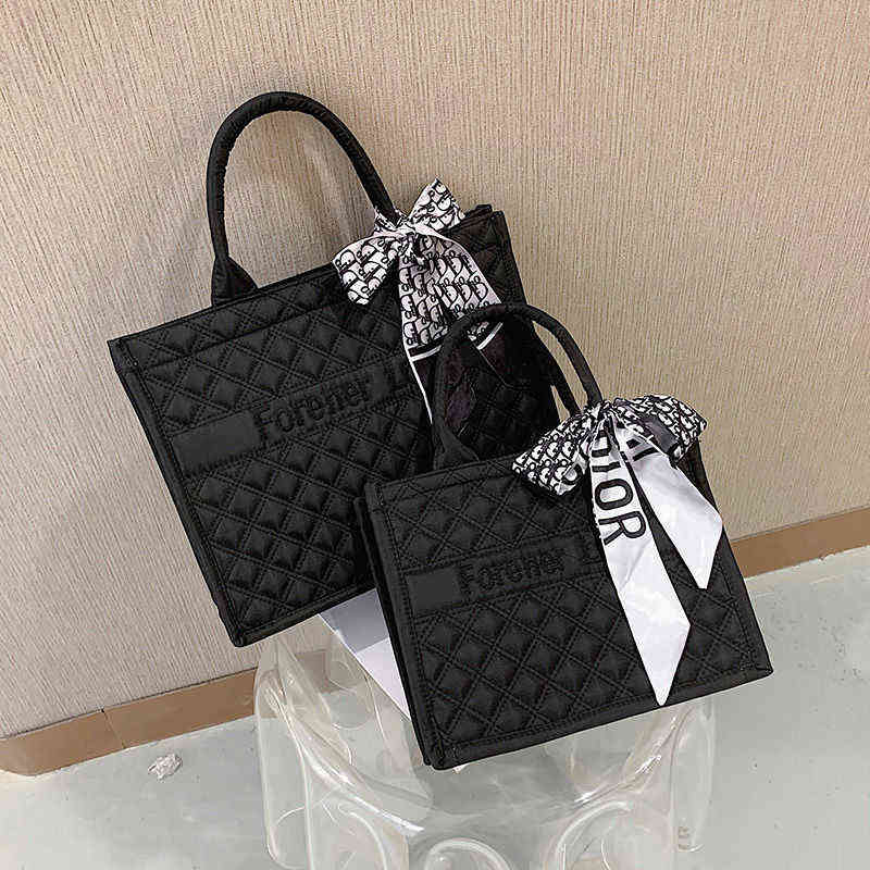 Large capacity and large bag female new western style silk scarf spring summer portable canvas versatile Tote-image-777401465