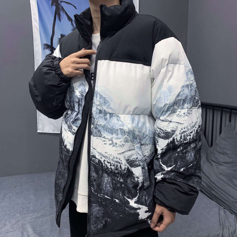 Diseñador de celebridades en línea Chaquetas de plumas Hombres Mujeres Snow Mountain Print Zipperr Coat Winter Warm Hight Quality Sudaderas Abrigos