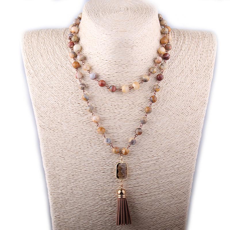 

Pendant Necklaces Fashion Crazylace Stone Bohemian Jewelry Rosary Chain Crystal And Tassel NecklacePendant