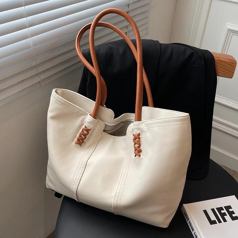 

Evening Bags High Capacity Ladies Big Brand Handbag 2022 Luxury Designer Shoulder Bag PU Leather Totes Shopper Top Handle PurseEvening, Beige