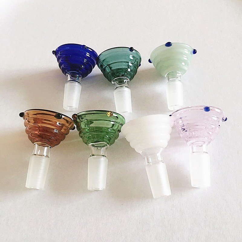 

Wholesale Funnel screw type 14mm Male Glass Bowls Smoking Bowl Piece Accessories For Tobacco Glass Bongs Oil Dab Rigs Water Pipes