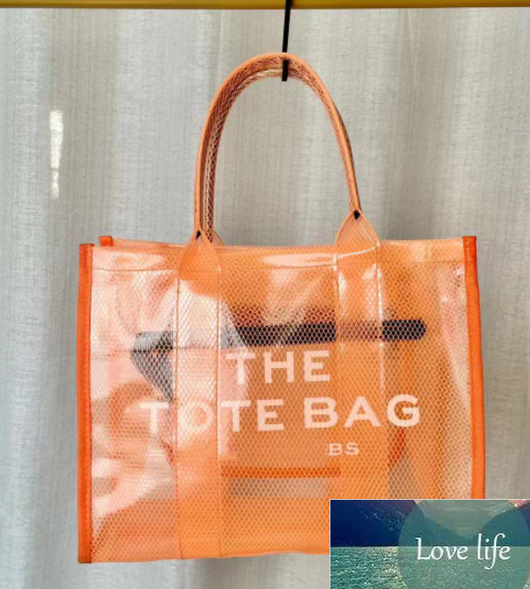 

women shoppingbag beach bag New handbag tote bags large Letter women Macaron candy color mesh letters trend PVC, As pic